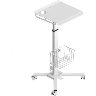 ONKRON Laptoptisch mit Rollen, bis zu 8 kg Belastung, mobiler Beistelltisch mit Rollen höhenverstellbar, Stehpult Laptop Tisch rollbar, Kleiner Schreibtisch auf Rollen, Stehtisch Büro Weiß LMG30-W