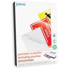 Pavo Premium Laminierfolien DIN A4, 2 x 100 micron, Glanzed, 8005376 100-er Pack
