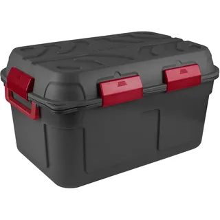 Sunware Q-line Wasserdichte Aufbewahrungsbox 130L - 79x54,5x42,5cm - Kunststoffbox mit Dichtung, abschließbar und stapelbar - Anthrazit/Rot