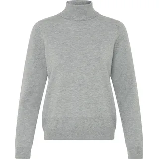 Rollkragenpullover OXMO "Rollkragenpullover OXBmmnora", Damen, Gr. S, grau (mid grau melange), Obermaterial: 52% Viskose CV. 28% Polyester PES. 20% Polyamid PA., Pullover Rollkragenpullover