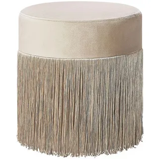 Beliani Pouf Virginia 36/36/38 cm , Beige , Textil , Rund , 36x38x36 cm , Wohnzimmer, Sessel, Hocker & Hockerbänke, Poufs