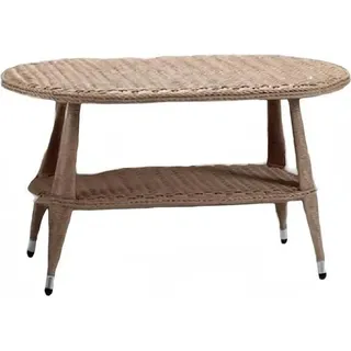 Couchtisch Beige Luxus Möbel Patio Design Rattan Oval Modern Hochwertig Möb - Beige