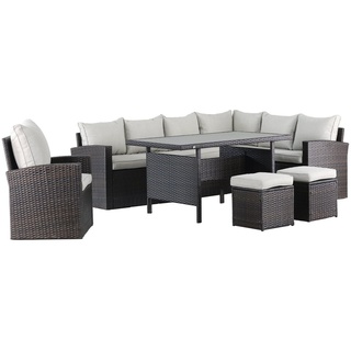 Mandalika Melos XL Polyrattan Dining-Ecklounge braun/creme 501139