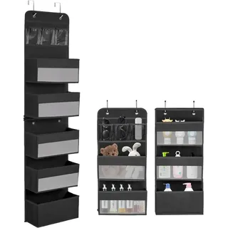 YTACREA Hängeorganizer, Removable Hängeaufbewahrung Tür mit 5 Lagig Taschen, Badezimmer Tür Organizer Hängend mit 4 Haken, Türregal Stoff zum Einhängenzum für Camping Kleiderschrank, 150*36.5*14cm