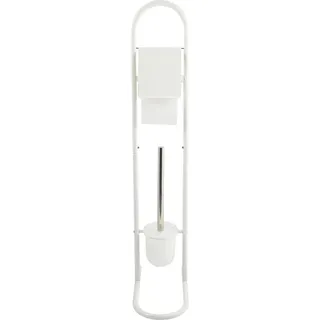 MSV Stand WC Garnitur WC Bürste Toilettenbürste Klobürste aus Edelstahl Weiß 15,7x29x79cm