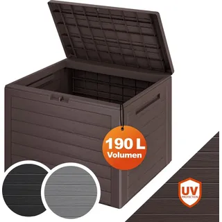 Casaria Gartenbox 190 L, wasserdicht, Holzoptik, Braun, abschließbar - Braun