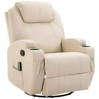 Homcom Massagesessel Elektrisch Leder 92 x 109 x 84 cm Cremeweiß