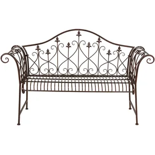 Rustikale Metall-Gartenbank rostbraun 2-Sitzer Sitzbank Vintage Antik Gartendeko