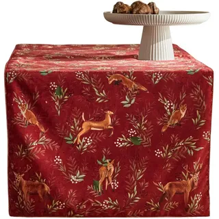 home&you Tischläufer Wildero 45x180 cm, Rot, Weihnachten Deko Tischdecke, Christmas , Kunststoff , 45x1x180 cm , Heimtextilien, Wohntextilien, Tischwäsche, Tischläufer