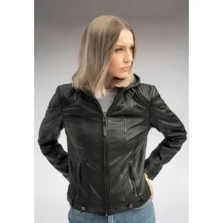 Mauritius Lederjacke MAURITIUS "Cacey LEGV", Damen, Gr. 4XL, schwarz, Obermaterial: 100% Schafsleder. Futter: 100% Baumwolle. Kapuze: 60% Baumwolle, 40% Polyester.