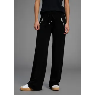 LAURA SCOTT Jerseyhose LAURA SCOTT, Damen, Gr. 36, N-Gr, schwarz, Interlock, Obermaterial: 95% Polyester, 5% Elasthan, comfort fit lang, Hosen Jerseyhose, Bequemer Stoff mit Reißverschlusstaschen