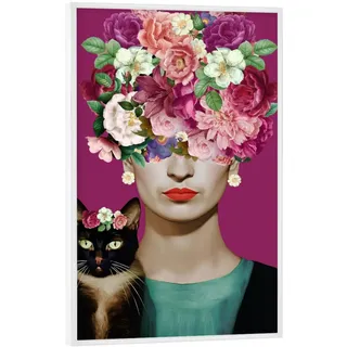 artboxONE Poster mit weißem Rahmen 60x40 cm Floral Frida Kiti Love - Bild Bilder Frida Kahlo
