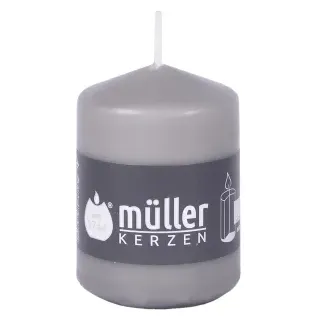 Müller Kerzen Stumpenkerze, schiefer, Hochwertige Stumpenkerze mit gleichmäßigem Abbrand, 1 Packung = 6 Stück, (Ø x H): 57 x 80 mm