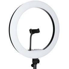 Rollei Lumis Slim RGB-Ringlicht mit Lampenstativ und Smartphone-Halterung in schwarz. Das ideale für Videokonferenzen, Livestreams und Vlogging(schwarz)