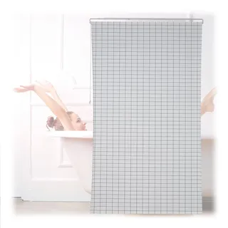 Relaxdays Duschrollo, semitransparenter PVC Badvorhang, Badewanne u. Dusche, 140 x 240 cm, wasserabweisend, weiß/schwarz