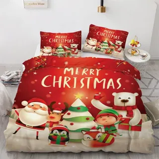 Bettwäsche-Set 155x220 cm 3-teilig Mikrofaser Pinguin Fuchs 3D Motiv mit Reißverschluss