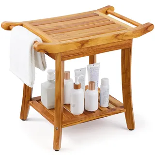 Vevor Duschbank aus Teakholz 56 x 36 x 47 cm braun