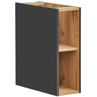 Badezimmerschrank für Waschtisch 20 cm grau Cosmos Eiche Artisan Regalböden - Schwarz