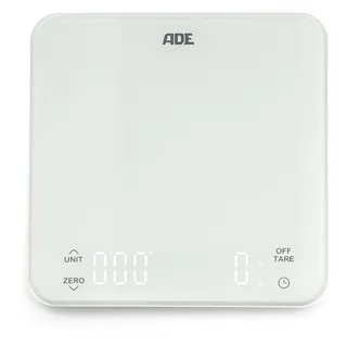 ADE Digitale Küchenwaage mit Akku - Aufladung per USB ohne Batterie | präzise Kaffeewaage mit integriertem Timer | bis 5 kg / 1 g