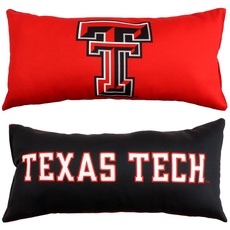 College Covers Solid Color Bolster Travel Pillow, 16" x 8", Texas Tech Red Raiders