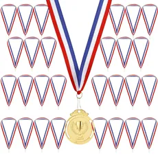 GeeRic 30 Stück Medaillen Bänder, Halsbänder Medaillen Bänder Druckknöpfen Gestreifte Medaillen Bänder Lanyards