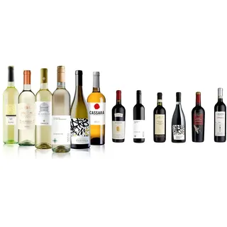 Wein-Probierpaket Weißweinreise durch Italien (6 x 0,75 l) & Probierpaket „Rotweinreise durch Italien“| Weinpaket mit sechs verschiedenen italienischen Rotweinen (6 x 0,75 l)