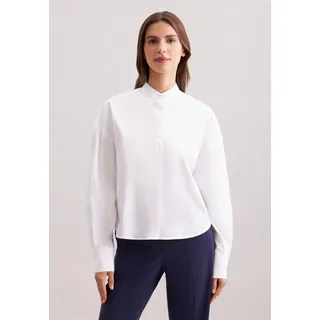 Klassische Bluse SEIDENSTICKER "Schwarze Rose", Damen, Gr. XL(42), weiß, 100% Baumwolle, unifarben, regular fit, Rundhals, Blusen Klassische Bluse, 1/1 Rundhals Uni