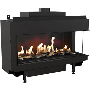 Kratki Gaskamin LEO 100 | Eckkamin rechts | 8,2 - 9 kW | Gasart wählbar