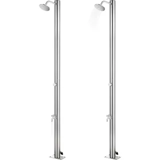 vidaXL Gartendusche mit Grauer Bodenplatte 220 cm Edelstahl - Grau
