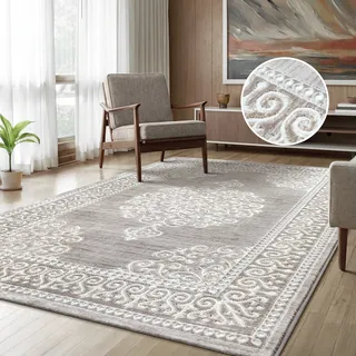 Teppich SANAT "Harmony 3204, auch als Läufer und rund" Gr. 3, beige, B:120cm H:12mm L:160cm, Kunstfaser, Teppiche, Teppich, Wohnzimmer, Kurzflor, modern, Orient Optik, Schlafzimmer