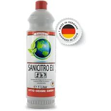 Lorito Sanicitro Sanitärreiniger Konzentrat, 1 Liter, EU-Ecolabel, Badreiniger gegen Kalk, Urinstein und Schmutz, Kalkreiniger mit Zitronensäure