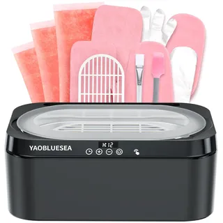 YAOBLUESEA Paraffinbad Set, Paraffinbad Wachsbad für Hände und Füße 200W 4000mL Professioneller Paraffinbäder mit 3x450g Paraffinwachs und Zubehör Schwarz