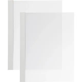 100 Einbanddeckel Folie A4, NOBLESS, Kartonleiste mit Aufschlag-Rille grau|transparent, PE