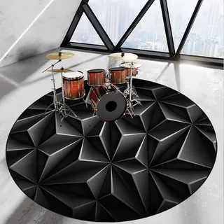 Cevgubn 100 cm Schlagzeugteppich Drum Teppich, Rund Schallschutz Akustik Teppich, Professionelles elektronisches Jazz Schlagzeug Teppich Kit für Bass Drum Snare Drum und andere Instrumente Teppiche
