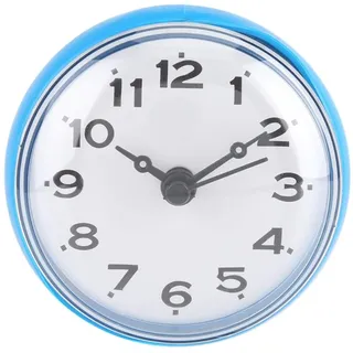 Nikou Wanduhr, Dusche Uhr Mit Saugnapf, wasserdichte Saugwand Fensterspiegel Runde Duschuhr für Badezimmer Küche (Blau)