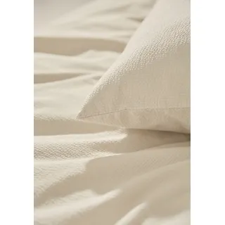 MOONLIGHT Bettwäsche »UNI, Seersucker, 100 % Baumwolle« 2 Stk. tlg. mit Hotelverschluss, beige