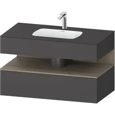 Duravit Qatego Einbauwaschtisch mit Konsolenwaschtischunterbau, 1000x550x600mm, Nische Eiche Terra, QA4786035, Farbe: Graphit Matt/mit Nischenbeleuchtung