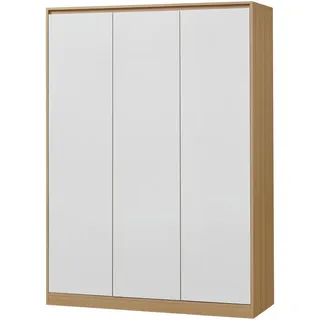 [en.casa] Kleiderschrank Bastheim 120 x 176 x 52 cm Eiche/Weiß