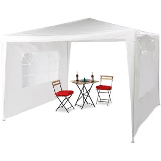 Relaxdays Pavillon 3 x 3 m inkl. 2 Seitenteile Weiß