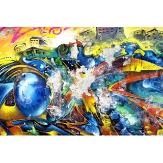 queence Acrylglasbild "Kunstwerk" Abstrakt  Gebäude  Graffiti  Kunst Fine Art-Print in Galeriequalität, farbe bild(er): bunt