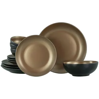 CreaTable Glamour Tafelservice 12-tlg. gold/schwarz
