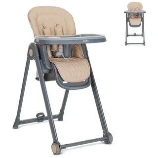 Lorelli Kinderhochstuhl PARTY Rollen Höhe Lehne Fußstütze Tisch sind einstellbar beige grau - Beige