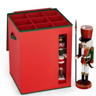 VERONLY Aufbewahrungsbox für Weihnachtsdekoration - Nussknacker & Figurinen bis 40 cm - Klappbar mit Trennwänden & Sichtfenster weihnachtskugeln aufbewahrung - Organizer(Nussknacker nicht enthalten)