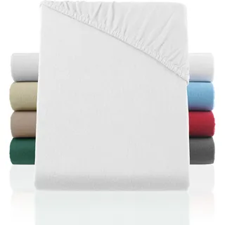 BaSaTex Biber Flanell Winter Spannbettlaken, 90x200 cm, Weiss | 100% Baumwolle, Made in Green Zertifiziert, Flauschig und Warm, Rundumgummi