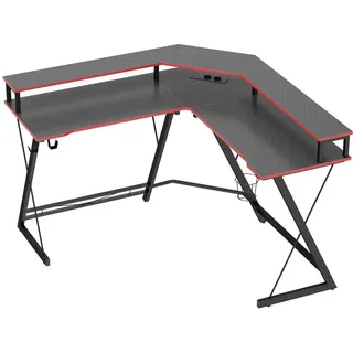 Homcom L-förmiger Computertisch Spanplatte Metall 128L x 128B x 88H cm Schwarz