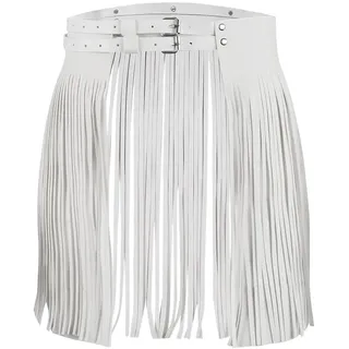 CALFOVERA Weißer Fransenrockgürtel Lederrockgürtel Aus PU Leder Western Punk Breiter Taillengürtel Aus Leder Mit Quaste Vintage Gürtel Im Gypsy Stil Gothic Party Rave Taillenbänder Für Frauen Rocker