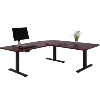 Eck-Schreibtisch HWC-D40, Computertisch elektrisch höhenverstellbar 178x178cm 84kg MVG Kirsch-Nachbildung, schwarz - Braun