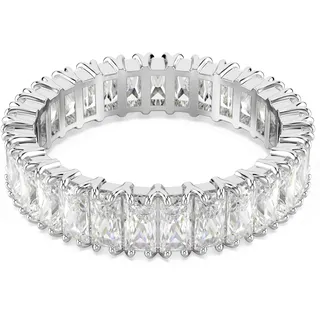 Swarovski Matrix Ring, Baguette-Schliff, Weiß, Silberfarbenes Finish