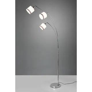 TRIO Leuchten Stehlampe »DAVOS, Stehleuchte 3-flammig exkl 3xE14 max 28W Fußschalter 185cm hoch«, 3 flammig, Leuchtmittel E14   Leuchtmittel wechselbar, Stehlampe Metall mit 2-farbigen Stoffschirmen Bogenlampe Bogenleuchte, silberfarben