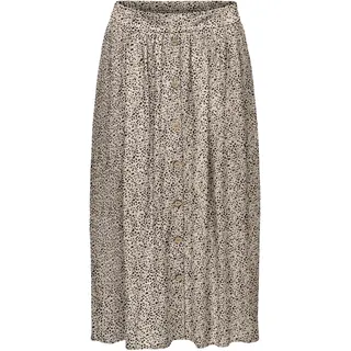 Sommerrock ONLY "ONLMILANO AOP LIFE LONG SKIRT WVN NOOS", Damen, Gr. XS, silber mink aop:lina small leo, Web, Obermaterial: 100% Viskose, bedruckt, lang, Röcke Sommerrock, Viskose